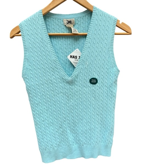 LL Bean Women’s Cable Knit Pullover Sweater Vest V Neck Size XS Blue Vacation - Picture 2 of 10